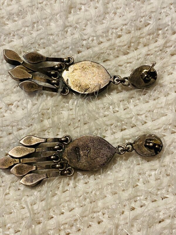 Vintage Zuni Amy Quandelacy Sterling Silver Turquoise Hummingbird Dangle Post Earrings/ - Image 3