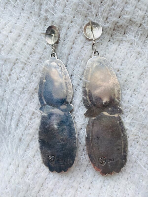 Navajo Will Billy Signed Sterling Silver BumbleBee Jasper Stamped Post Dangle Earrings/ - Image 3