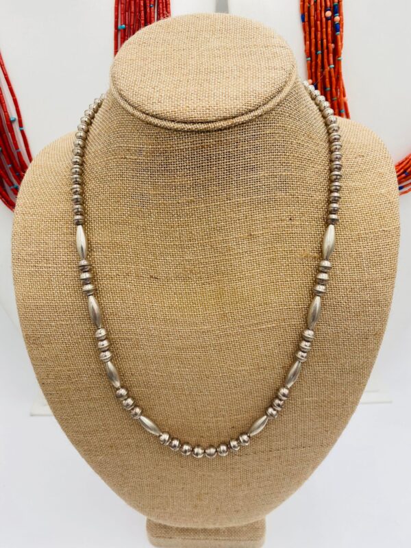 Vintage Navajo Ann Willy 26 Inch Sterling Silver Graduated Navajo Pearls Bead Necklace/ - Image 2