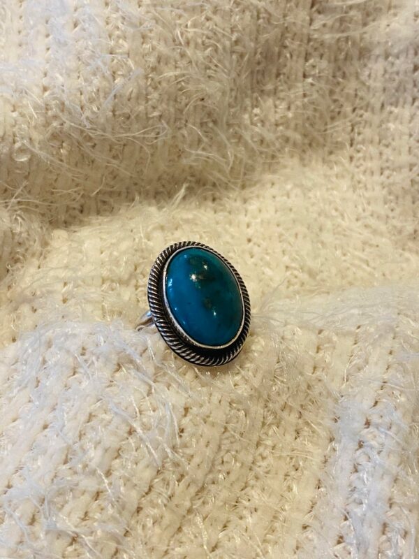 Navajo Terry Martinez Signed Sterling Silver Turquoise Size 8 Ring/