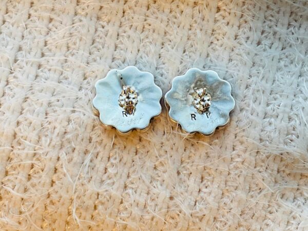 Zuni Romero Vacit Signed Sterling Silver Sunface Flower Post Earrings/ - Image 3