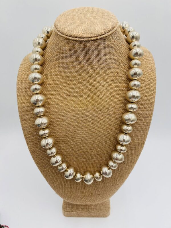 Navajo DJ Handmade Sterling Silver 29" Highly Polished Navajo Pearls Necklace/ - Image 3