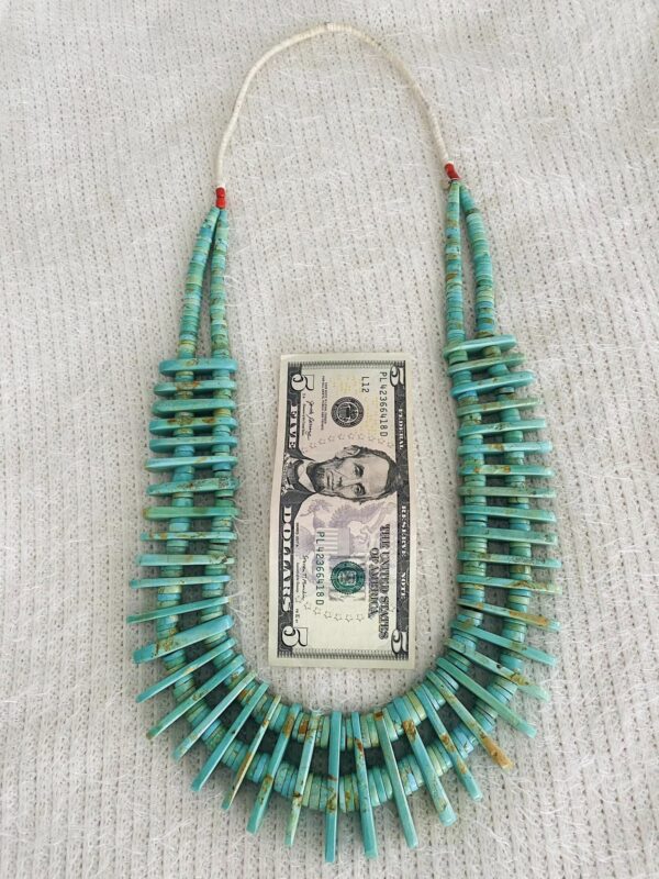 Santo Domingo Jolene Bird Signed Large Graduating Turquoise Slab Necklace/ - Image 2