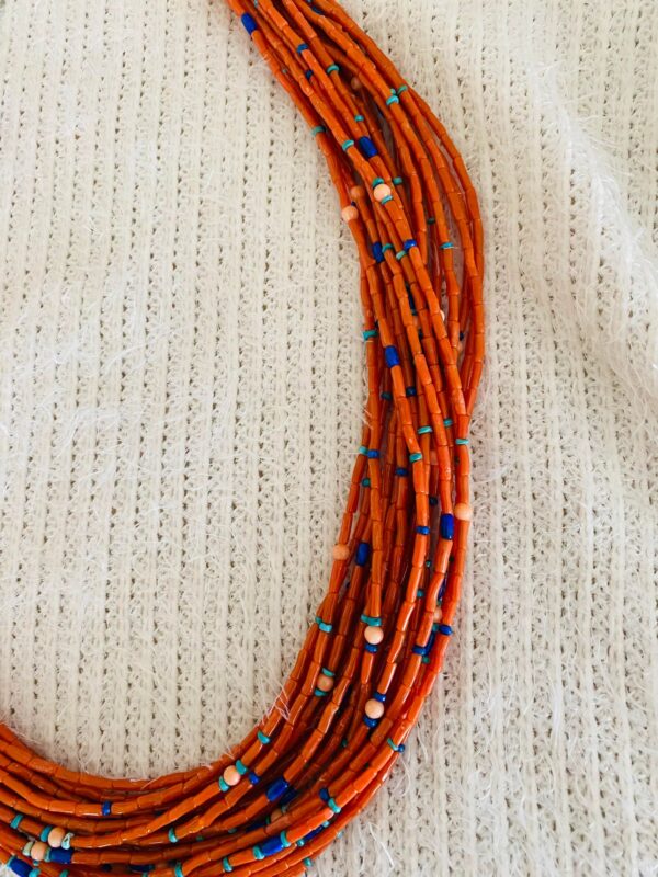 Zuni Jovanna Poblano 20 Strand Mediterranean Coral Lapis Japanese Coral Turquoise Sterling Silver Necklace/ - Image 3