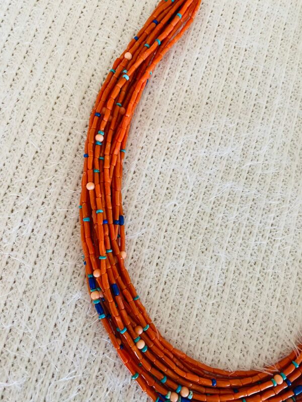 Zuni Jovanna Poblano 20 Strand Mediterranean Coral Lapis Japanese Coral Turquoise Sterling Silver Necklace/ - Image 4