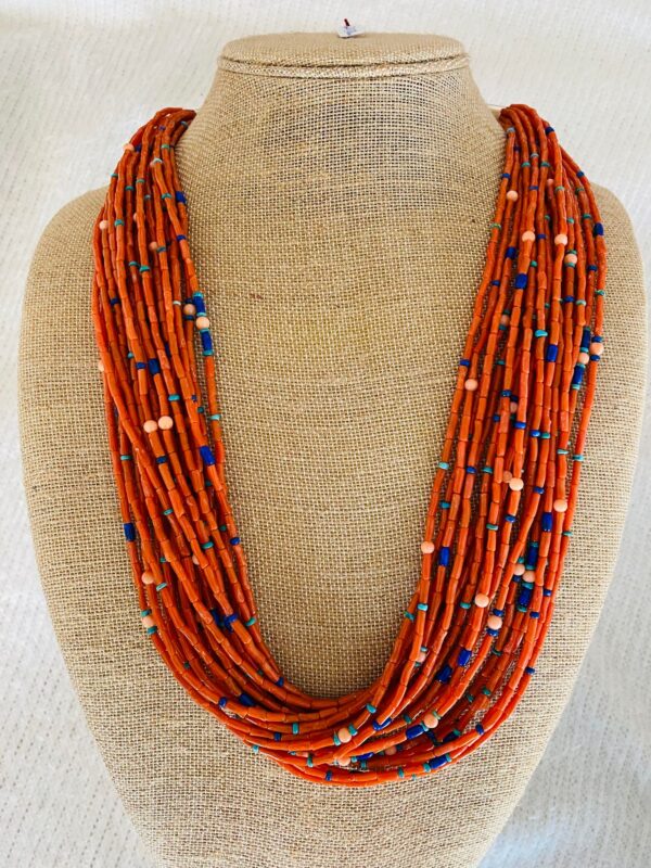 Zuni Jovanna Poblano 20 Strand Mediterranean Coral Lapis Japanese Coral Turquoise Sterling Silver Necklace/