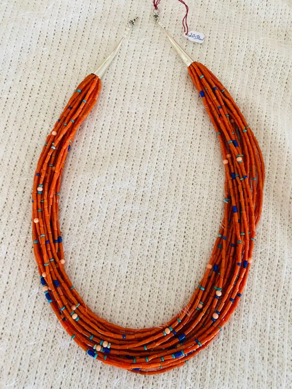 Zuni Jovanna Poblano 20 Strand Mediterranean Coral Lapis Japanese Coral Turquoise Sterling Silver Necklace/ - Image 2