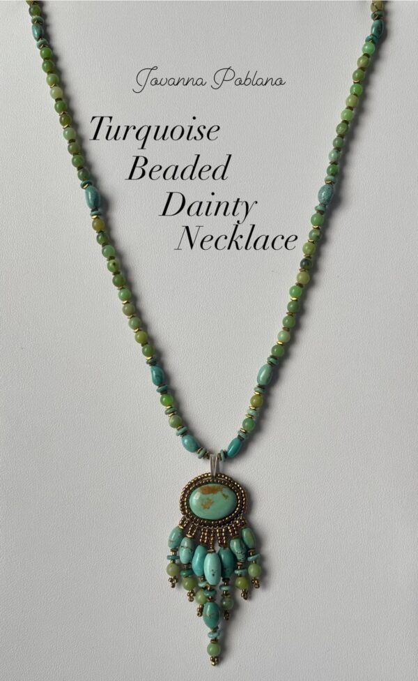 Zuni Jovanna Poblano Beaded Delicate Turquoise Chrysoprase Dangles Necklace/ - Image 2