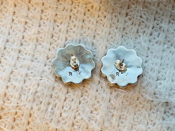 Zuni Romero Vacit Signed Sterling Silver Sunface Flower Post Earrings/ - Image 3