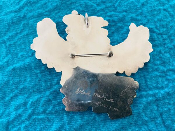 Zuni Eldred Martinez Signed Inlay Sterling Silver Eagle Dancer Kachina Pin Pendant/ - Image 3