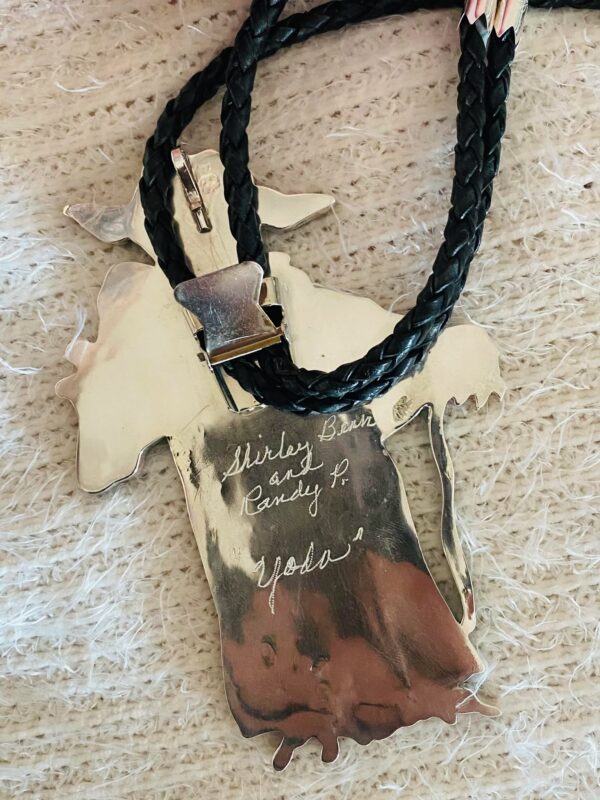 Zuni Tewa Shirley Benn Randy Pinto Signed Sterling Silver Star Wars "Yoda" Bolo Tie/Pendant & Tips/ - Image 3