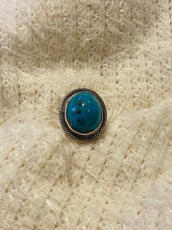 Navajo Terry Martinez Signed Sterling Silver Turquoise Size 7.5 Ring/