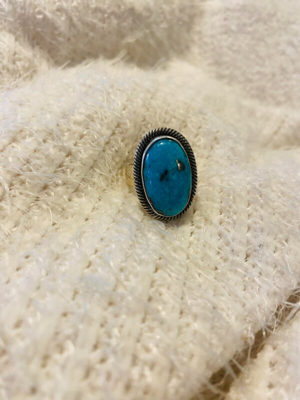 Navajo Terry Martinez Signed Sterling Silver Turquoise Size 7 Ring/