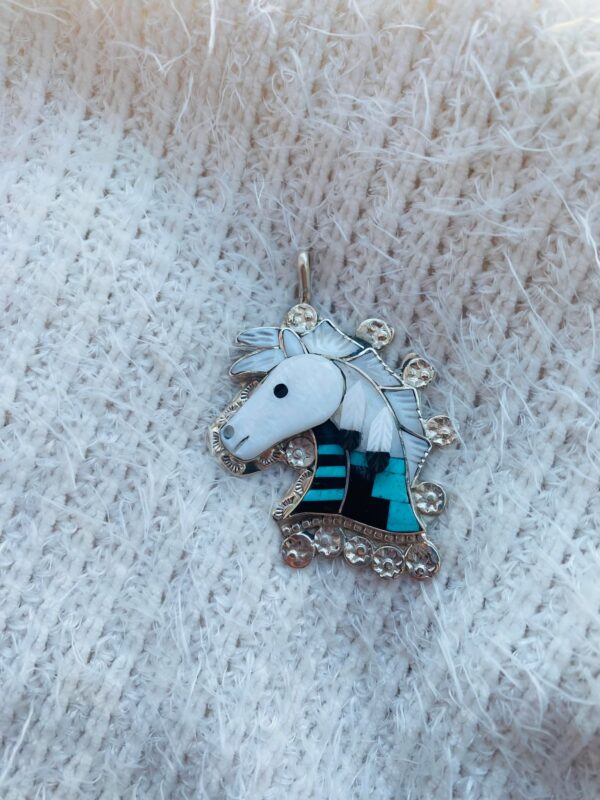 Zuni Eldred Martinez Signed Sterling Silver Zuni Horse Pony Pendant/