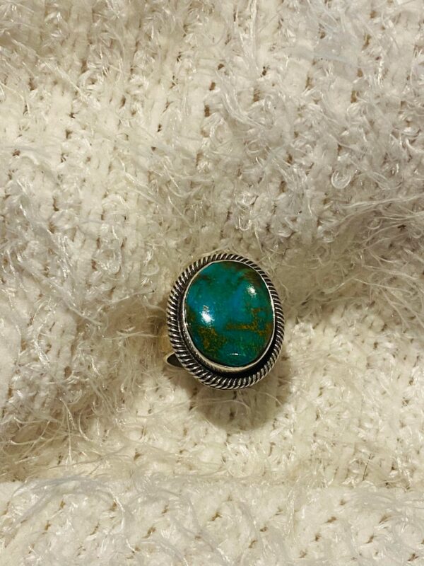 Navajo Terry Martinez Signed Sterling Silver Turquoise Size 5.5 Ring/