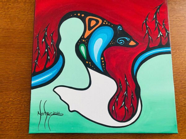 Anishinaabe Markus Houston Signed Spirit Bear Power Acrylic on Canvas Painting/ - Image 3