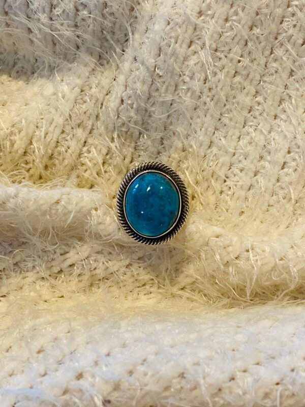 Navajo Terry Martinez Signed Sterling Silver Turquoise Size 5.5 Ring/