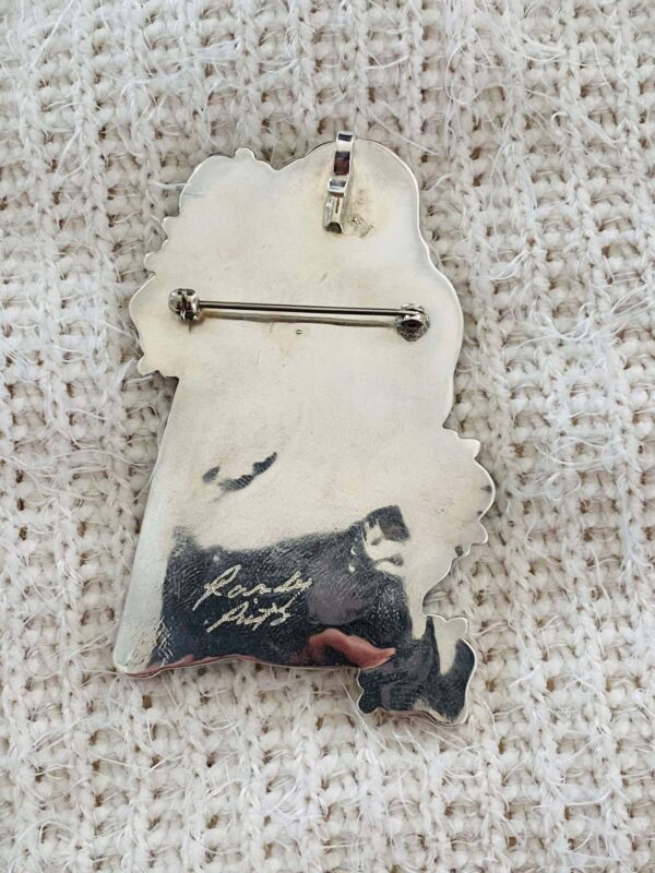 Zuni Randy Pinto Signed Sterling Silver American Bald Eagle Pin Pendant/ - Image 3