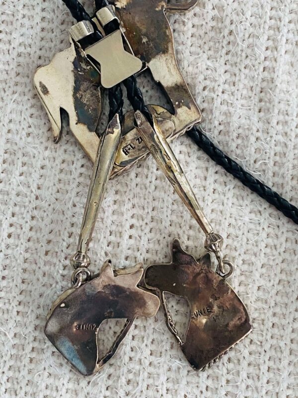 Zuni Vintage Helen and Lincoln Zunie Signed Sterling Silver Horse Bolo Tie & Matching Tips/ - Image 3