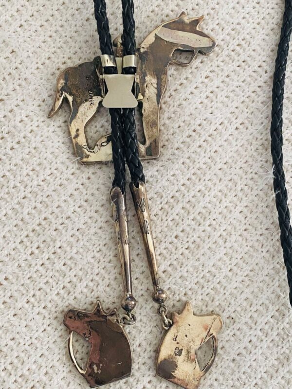 Zuni Vintage Helen and Lincoln Zunie Signed Sterling Silver Horse Bolo Tie & Matching Tips/ - Image 3